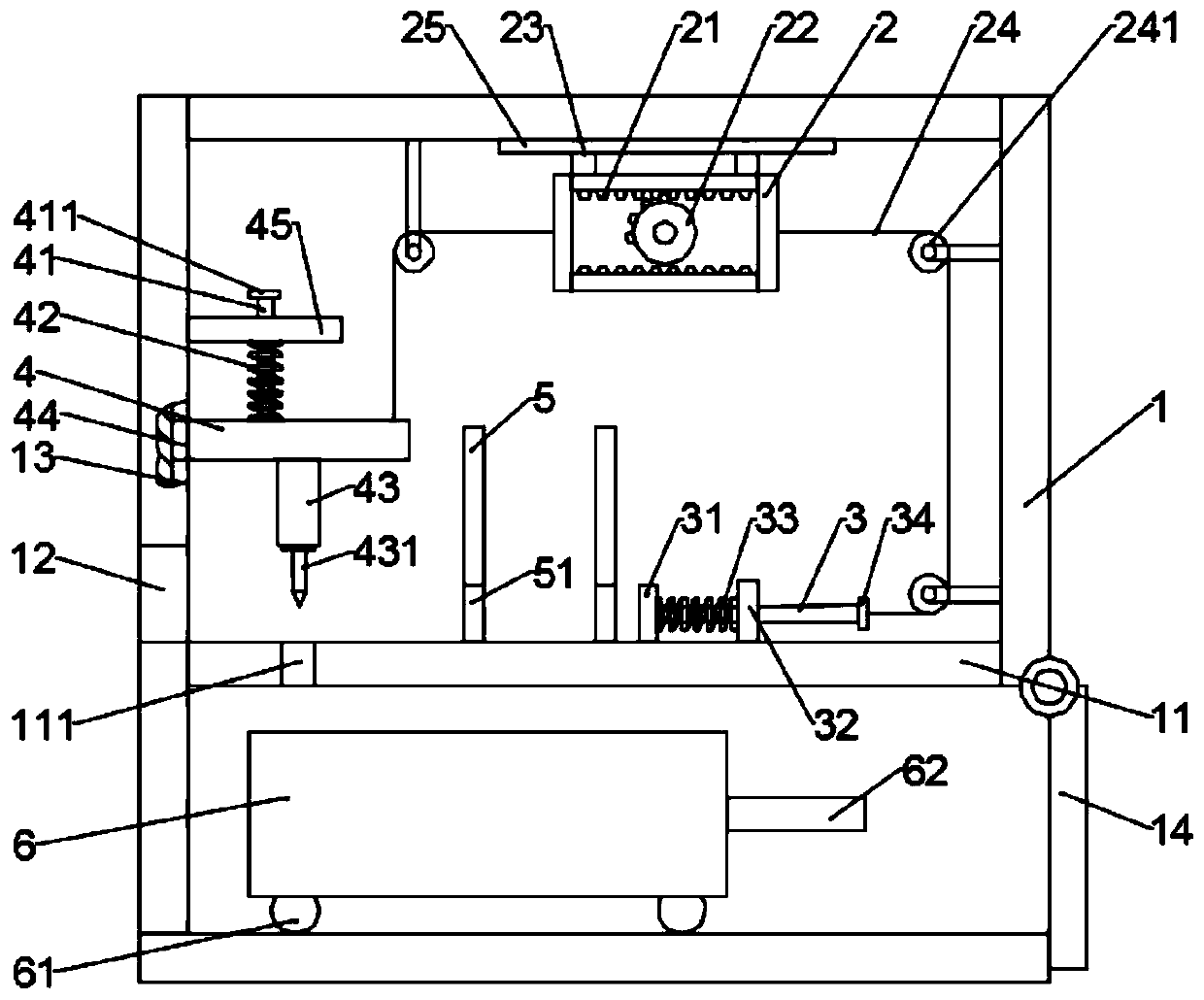 A furniture wood drilling device for continuous drilling