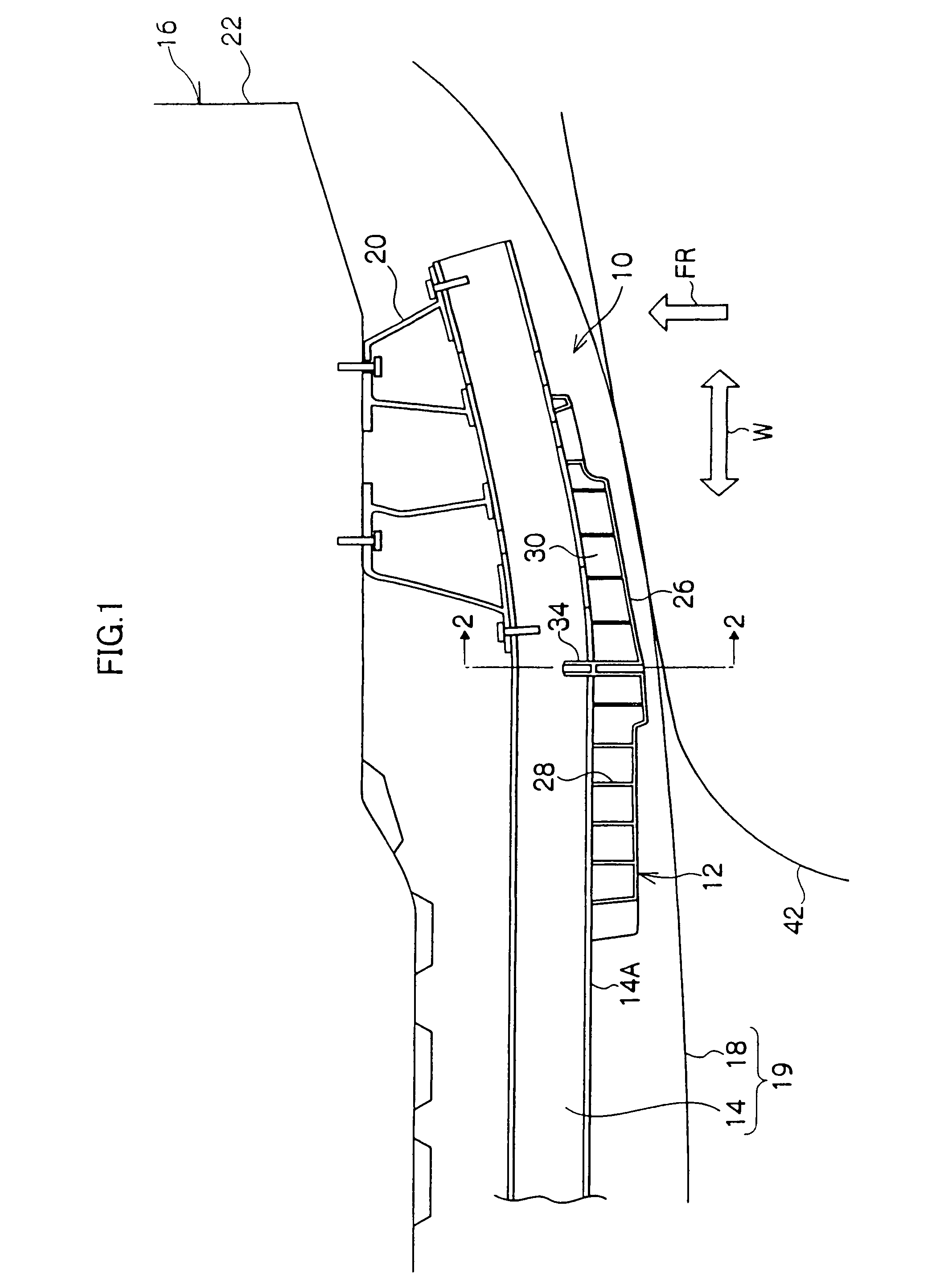 Attachment structure of energy absorbing structure