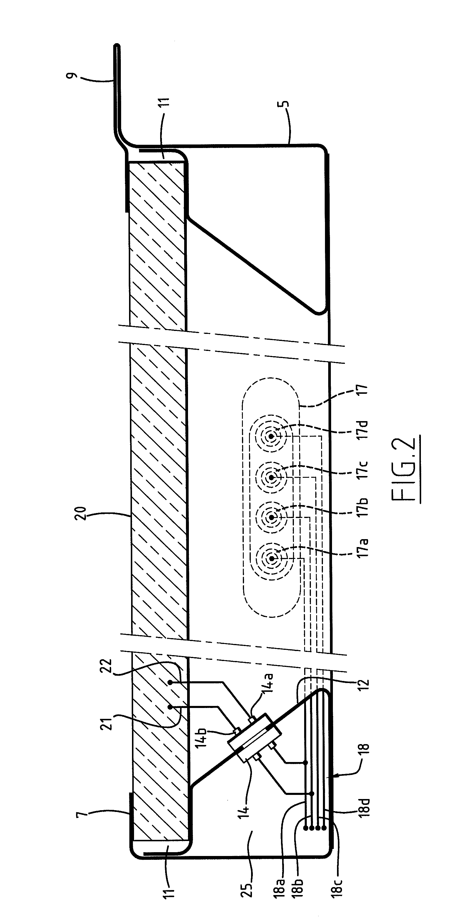 Bearing frame for an electrically active panel such as photovoltaic panel