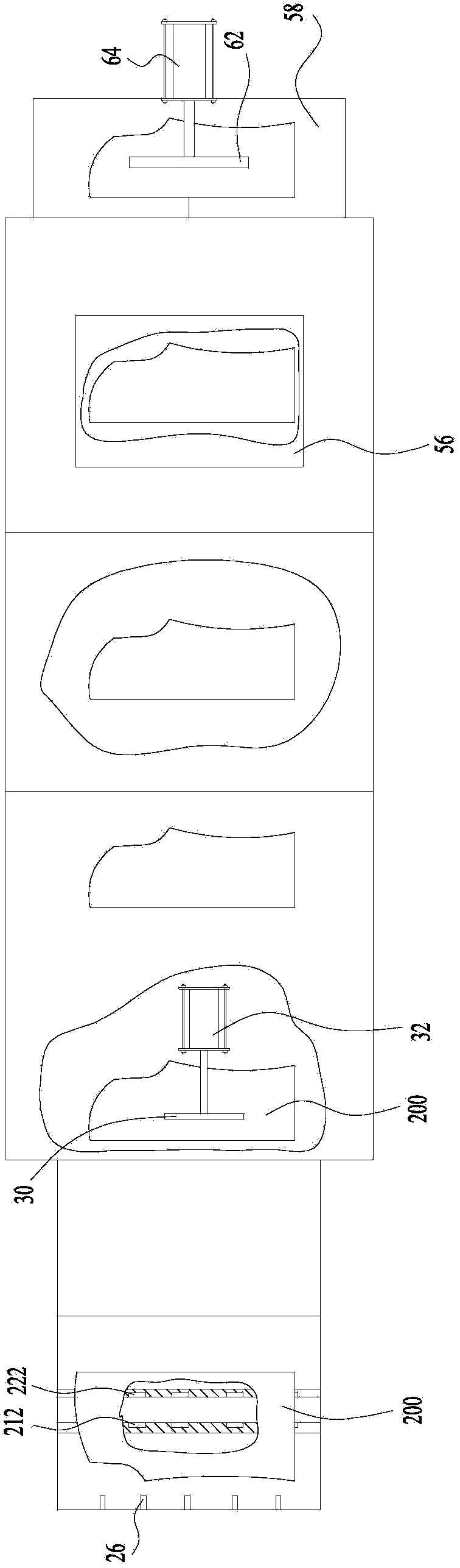 Device and system for continuously pressing and ironing clothing cut parts