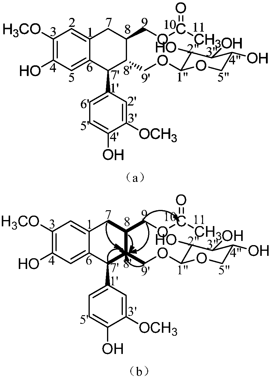 Compound extracted from buerger lespedeza root as well as extraction process and application of compound