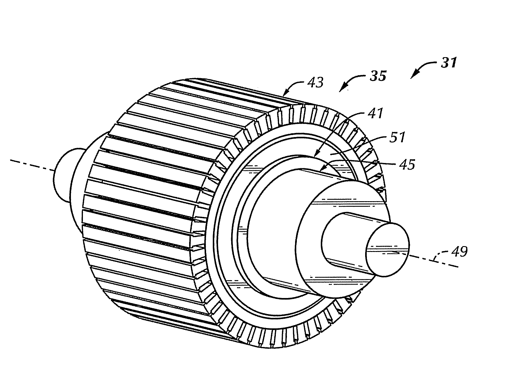 Rotor assembly and method of assembling a rotor of a high speed electric machine