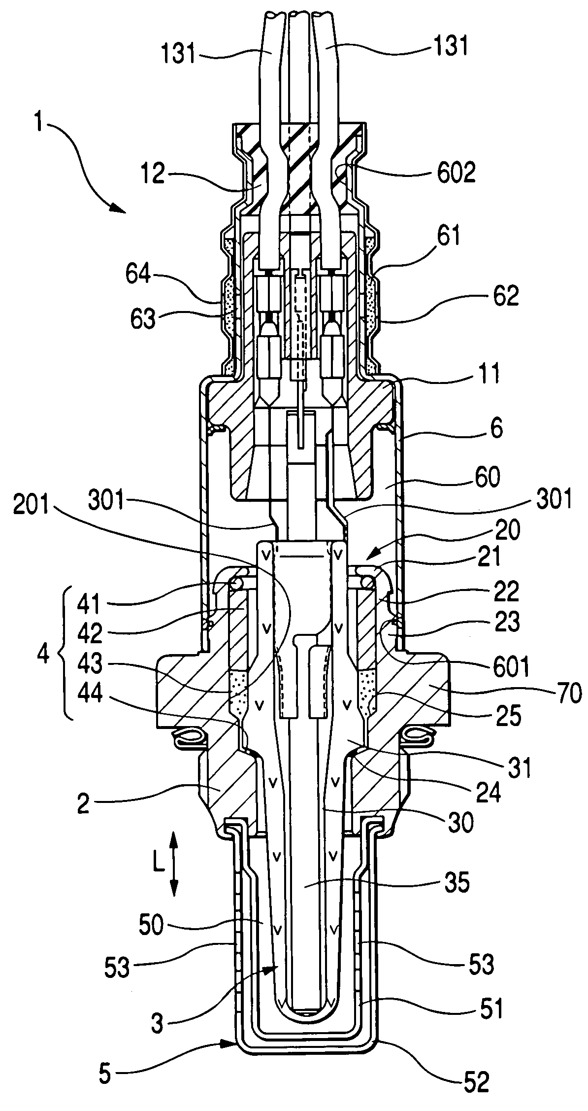 Structure of gas sensor ensuring high degree of gas-tight seal