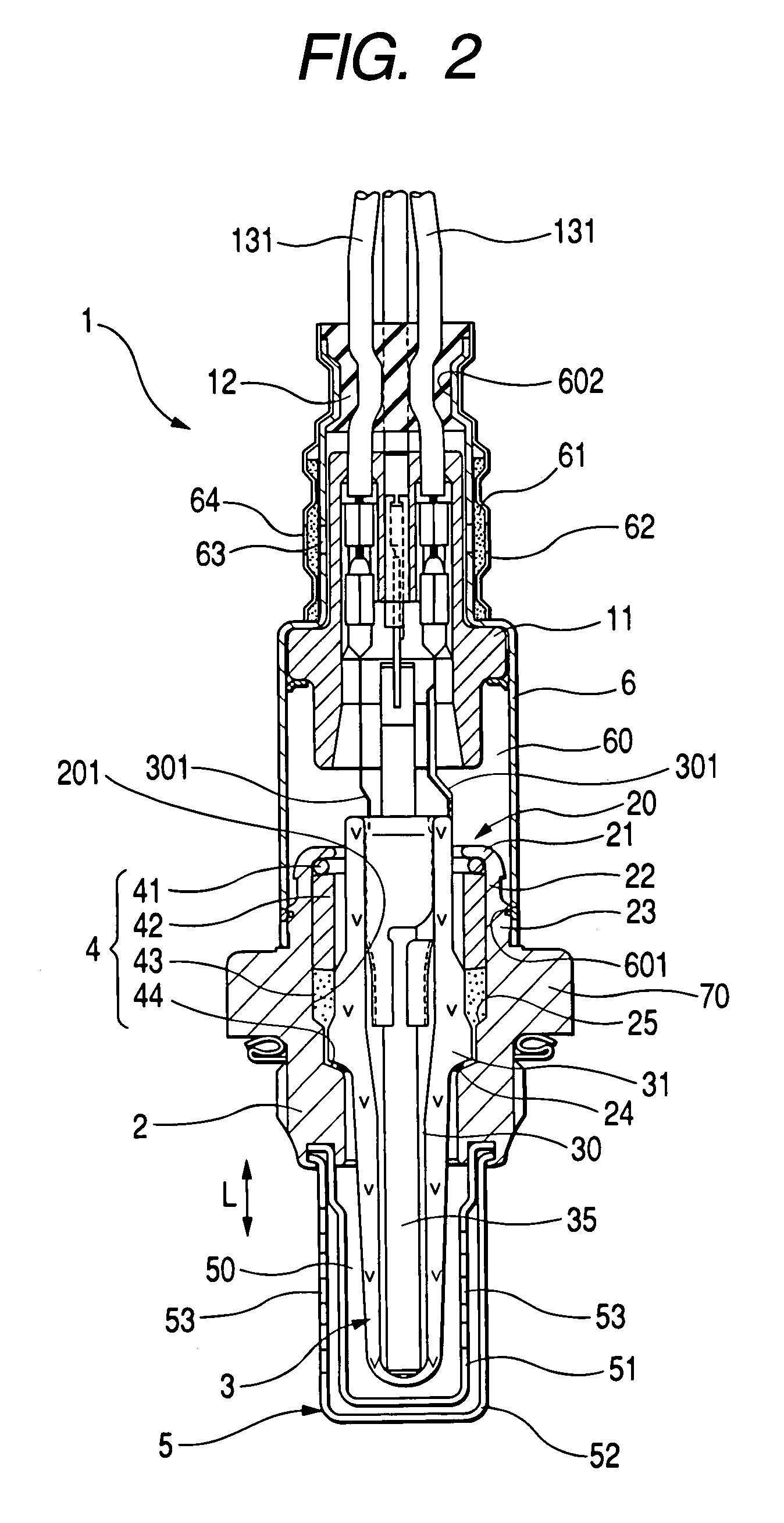 Structure of gas sensor ensuring high degree of gas-tight seal