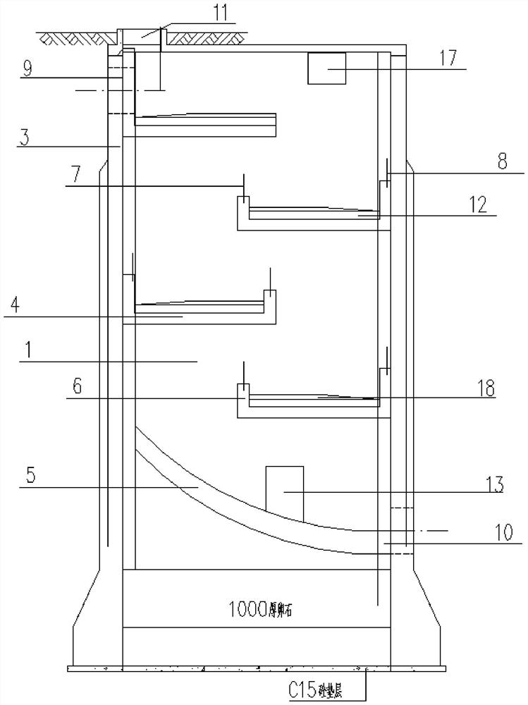 Drop energy dissipating structure for ultra-deep inspection well