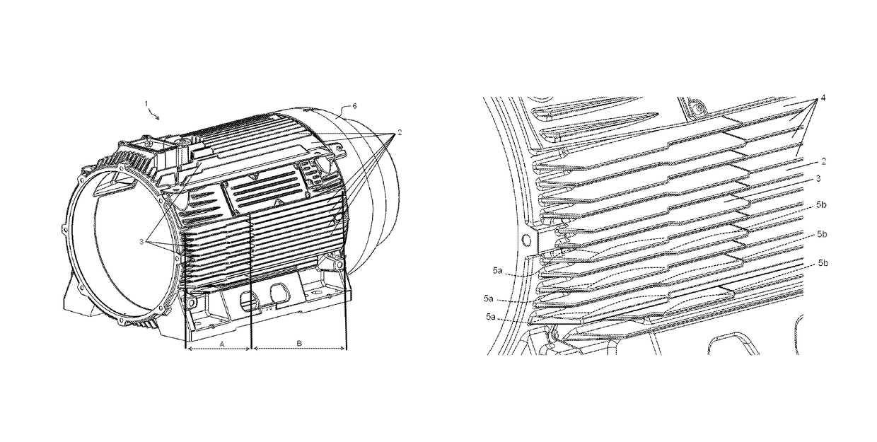 Heat exchange system for casings of rotary electric machines