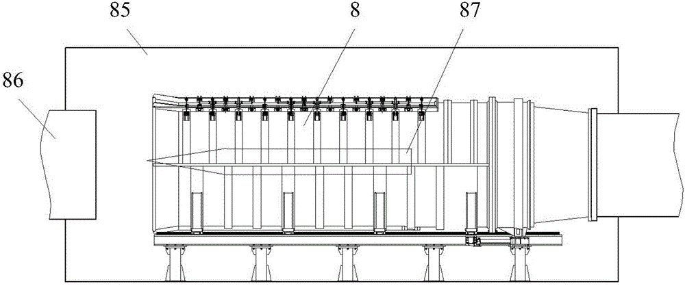 Flat-opening type diffuser for engine test platform