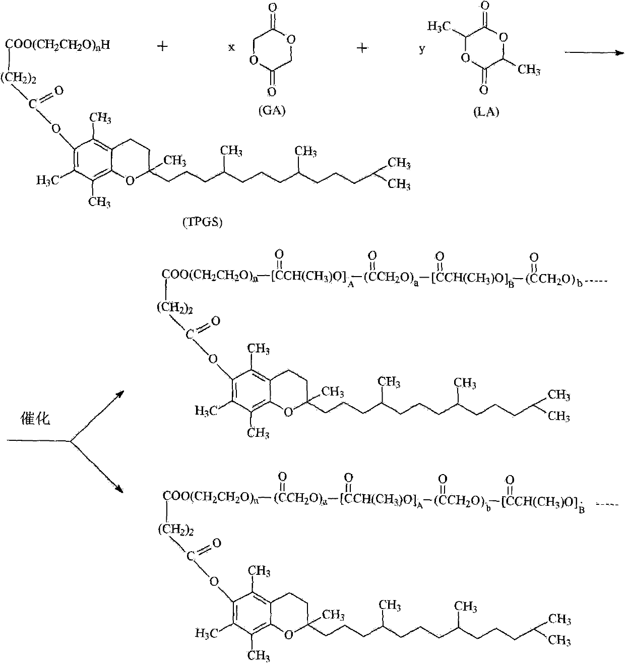 TPGS-b-(PLA-ran-PGA) copolymer and preparation method and application thereof