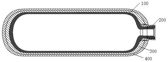 Vehicle-mounted light full-winding fiber reinforced aluminum lining high-pressure hydrogen storage cylinder