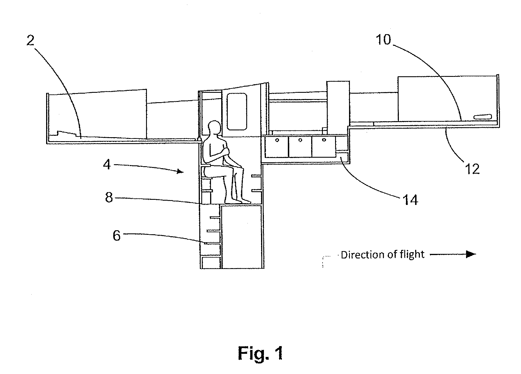 Ergonomic and space-saving arrangement of structures under a rest area in an aircraft