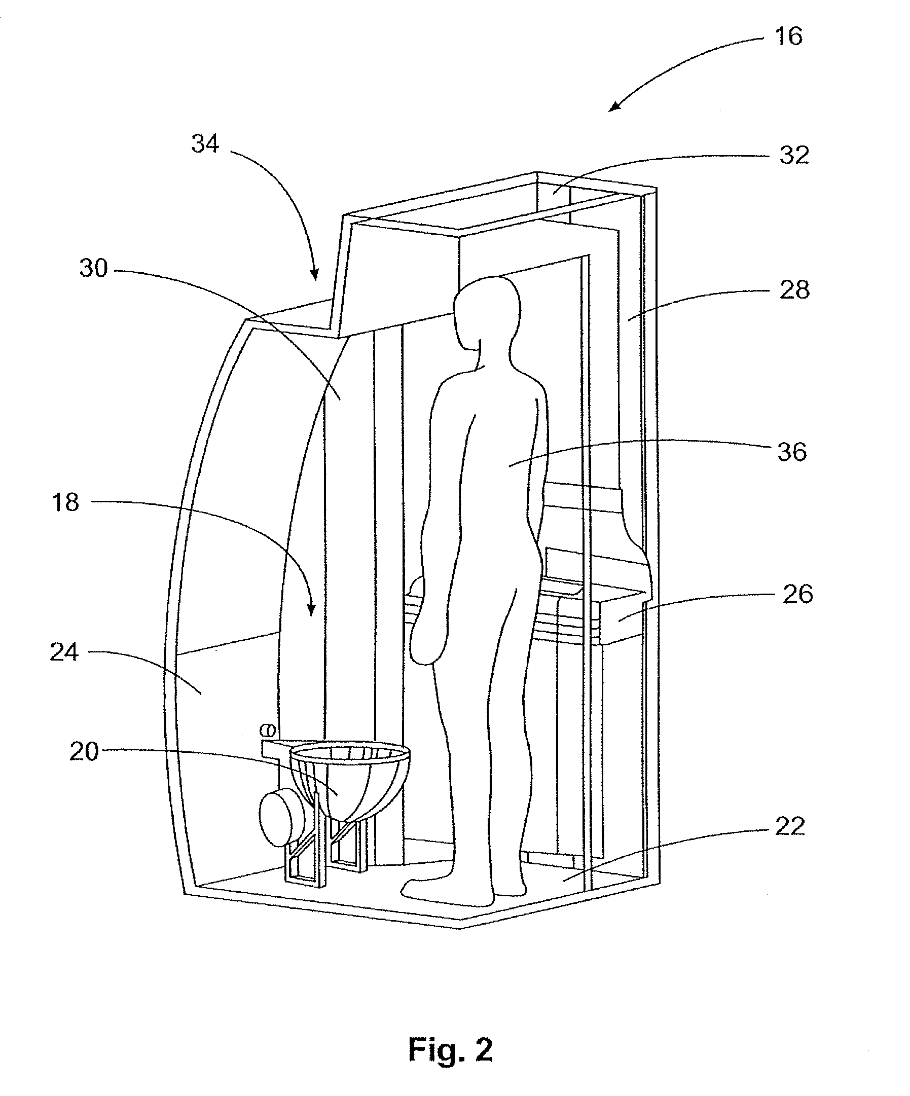 Ergonomic and space-saving arrangement of structures under a rest area in an aircraft