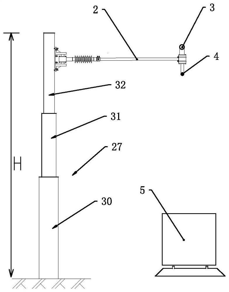 Lifting type mobile catenary supporting device, mobile catenary and operation method