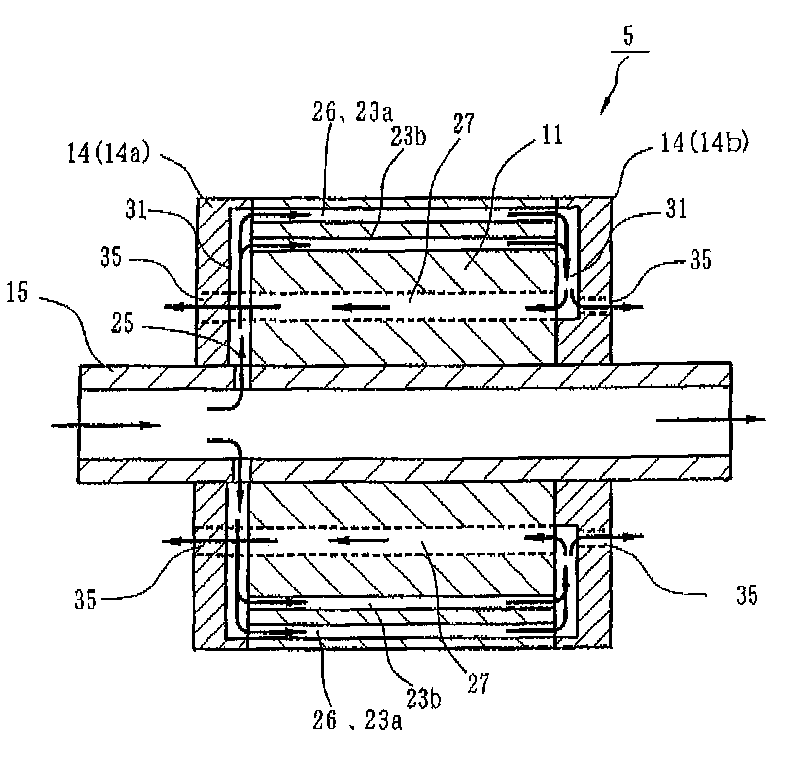 Cooling structure for rotor core in electric rotating machine