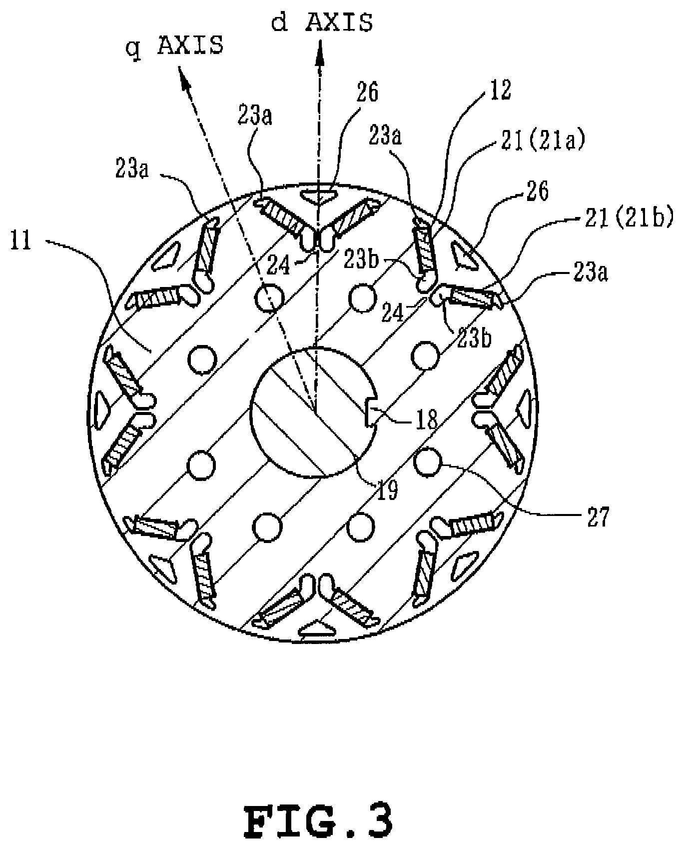 Cooling structure for rotor core in electric rotating machine