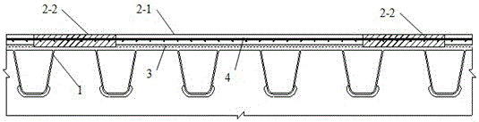 Bridge deck structure composed of prefabricated UHPC (Ultra High Performance Concrete) slabs and steel bridge deck and construction method thereof