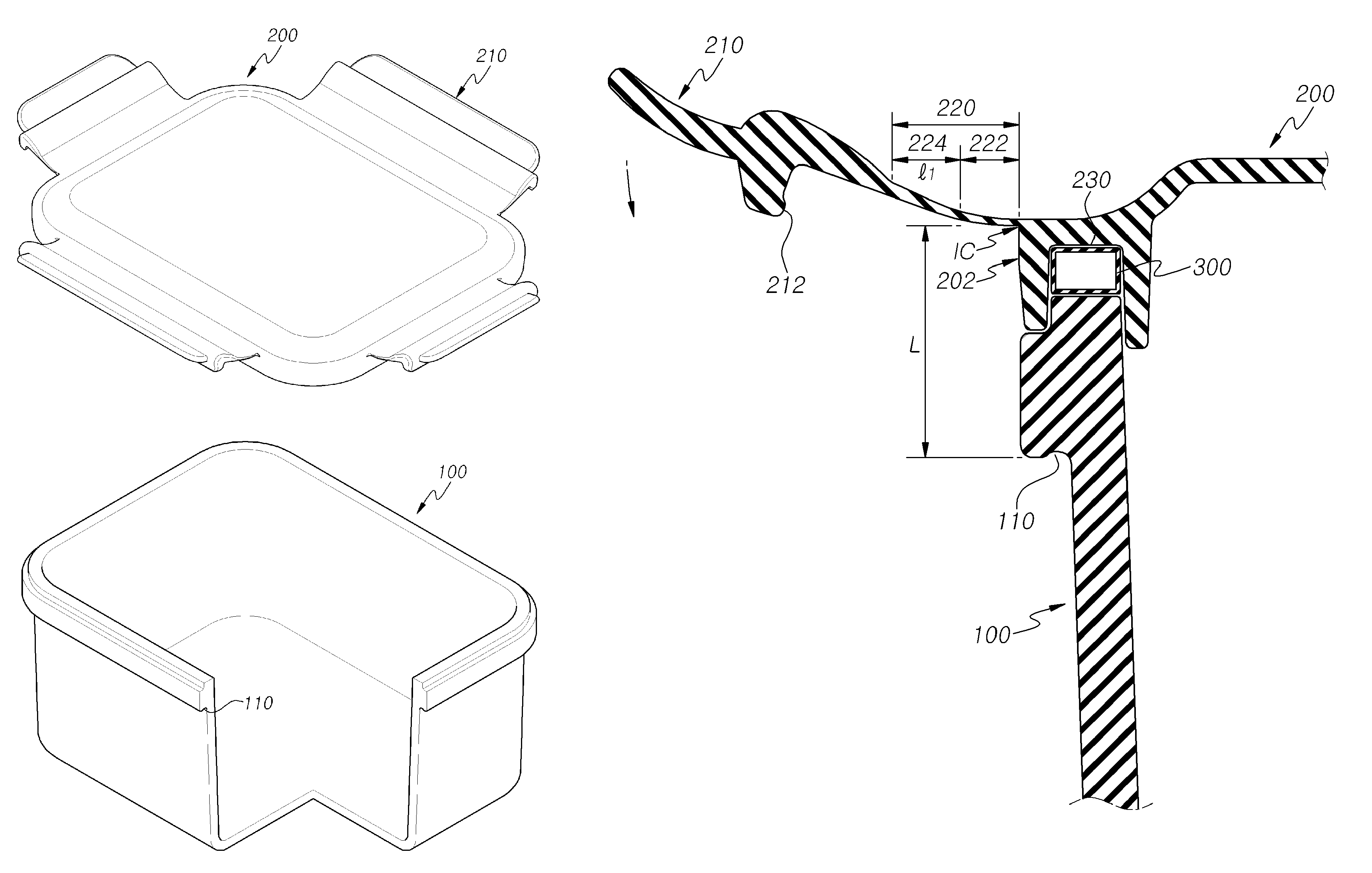 Lid having locking flap handles with improved elastic hinges for airtight containers