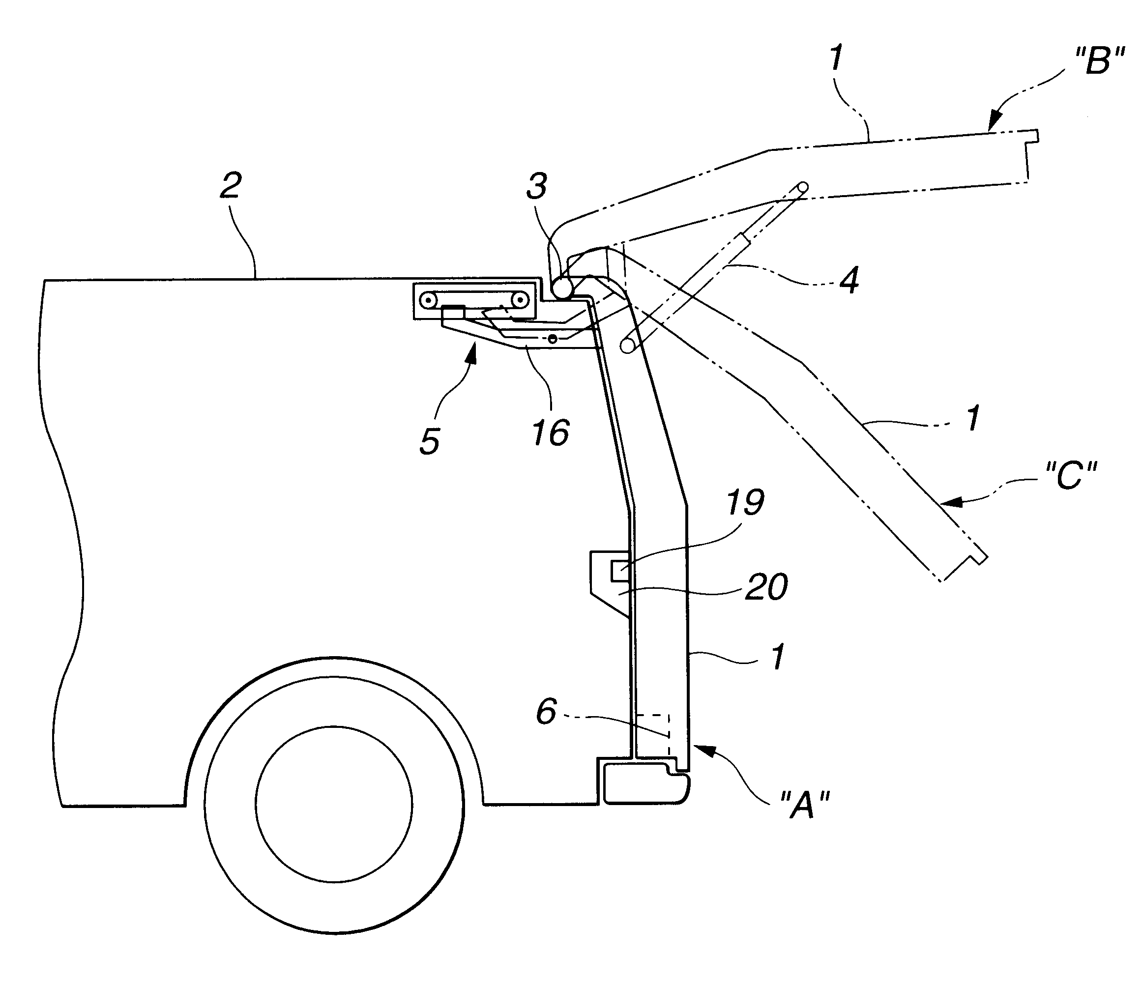 Control device of automotive pivoting door