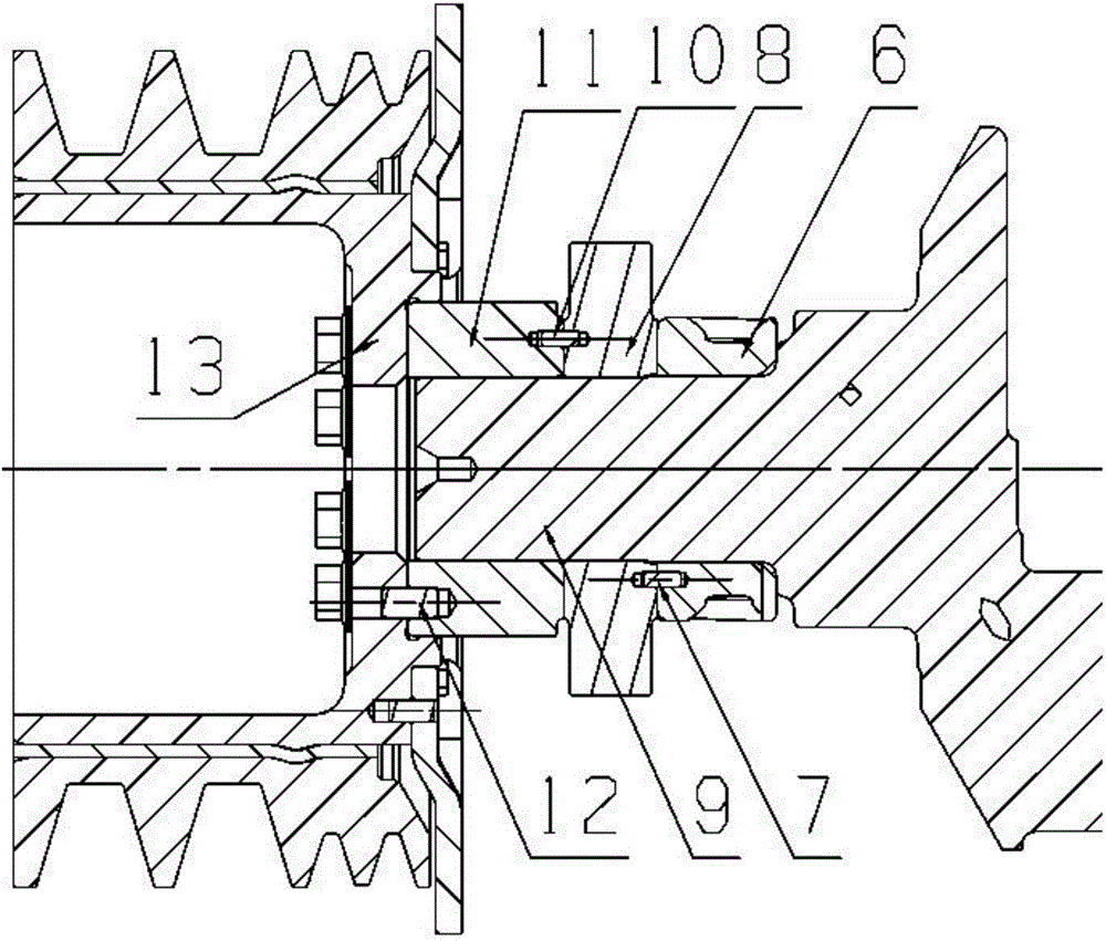 Power output structure of engine crankshaft front end