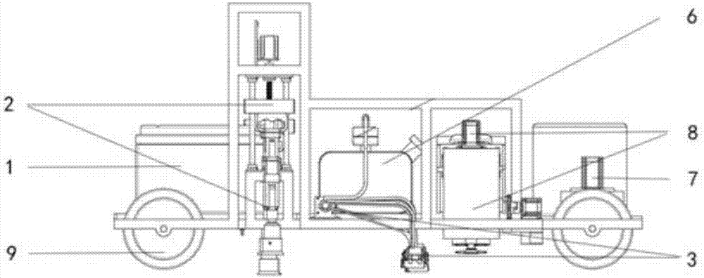 Railway track maintenance machine based on collaborative operation mode of mother machine and son machine