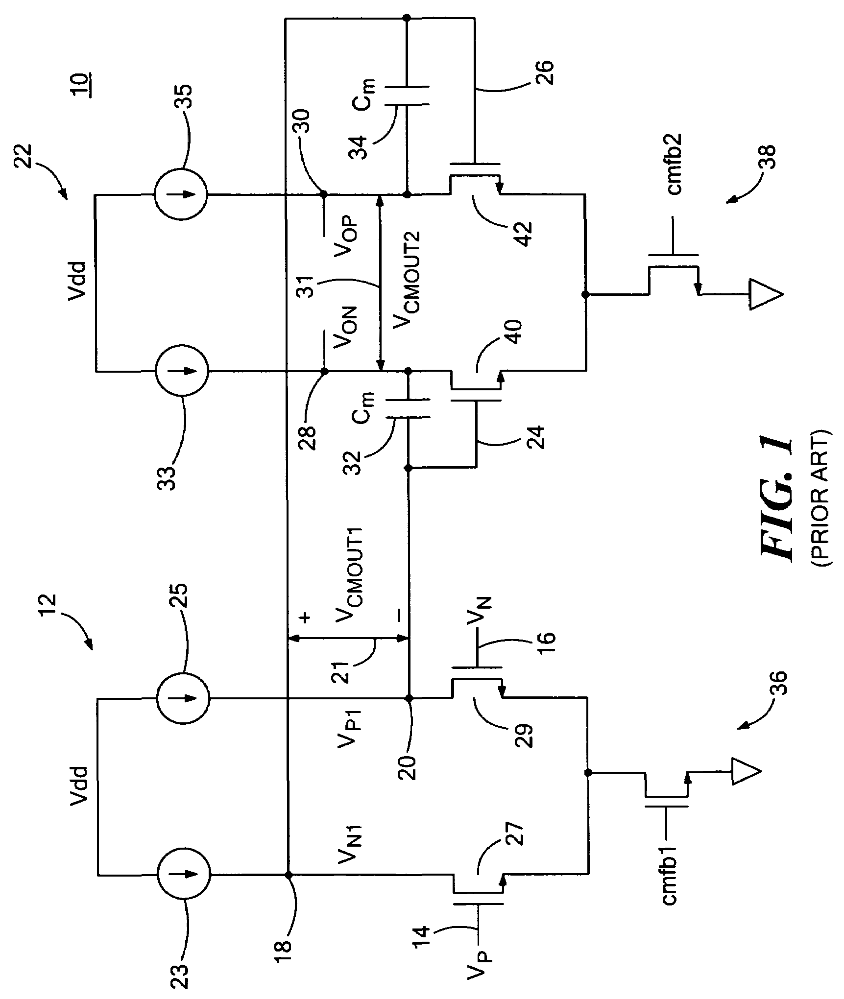 Differential two-stage miller compensated amplifier system with capacitive level shifting