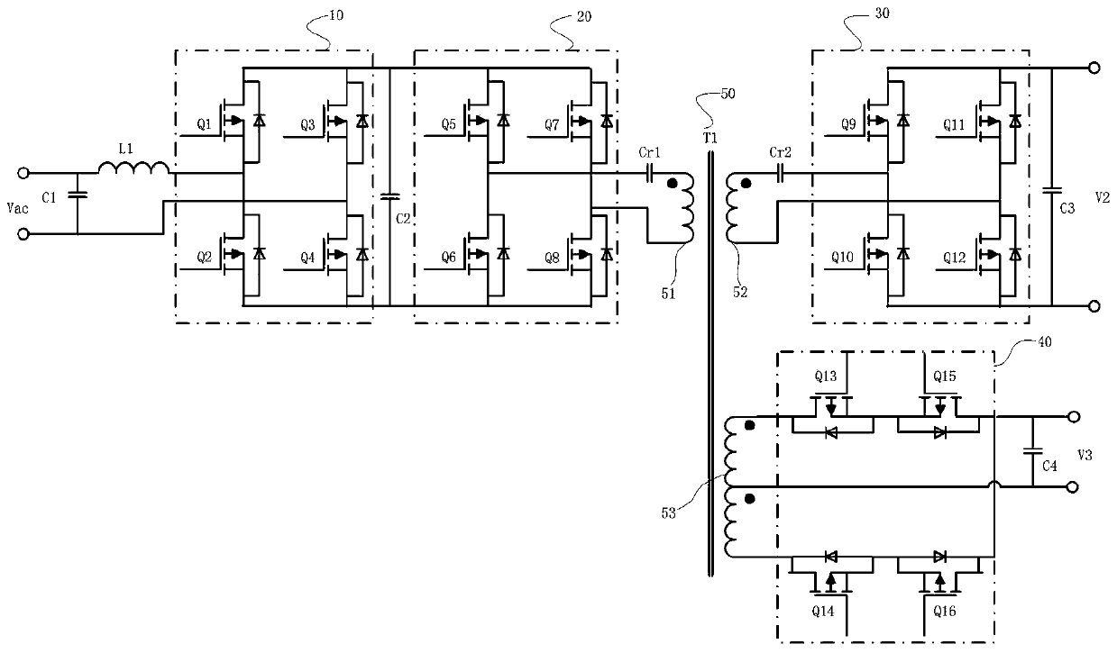 Bidirectional vehicle-mounted charger circuit integrated with DC/DC converter