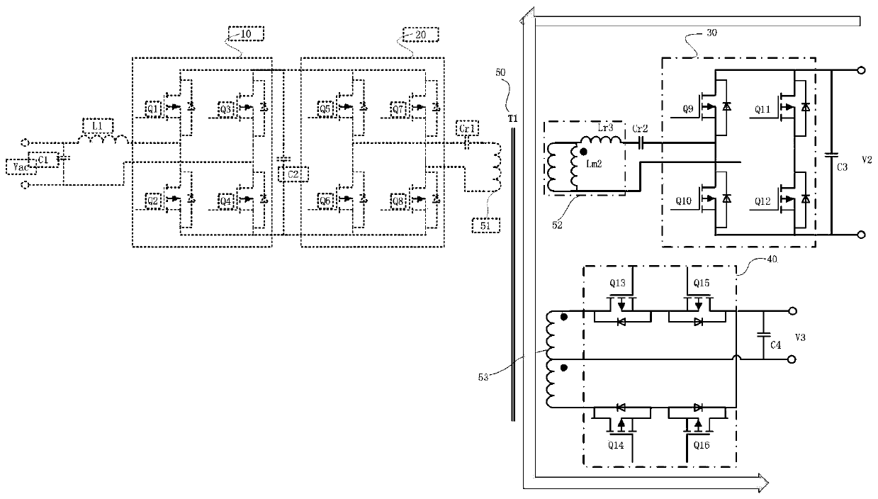 Bidirectional vehicle-mounted charger circuit integrated with DC/DC converter