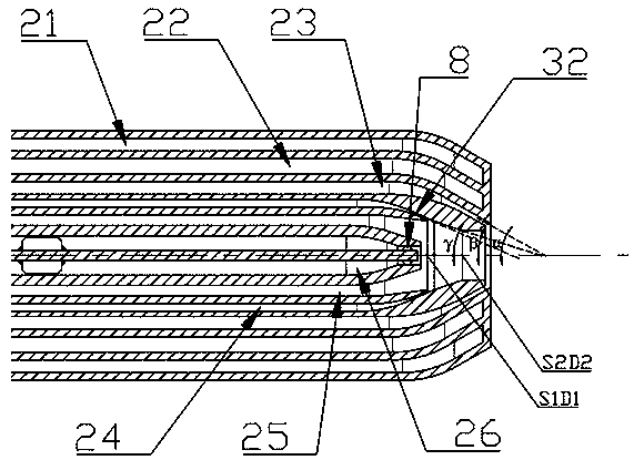 An integrated water/oil/coke/coal slurry process burner with gas film protection