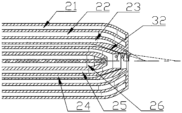 An integrated water/oil/coke/coal slurry process burner with gas film protection