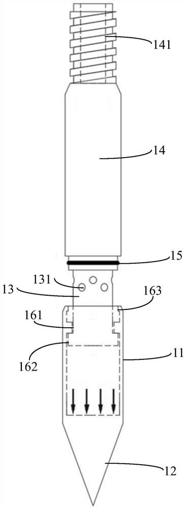 Sealed grouting front end device and grouting construction method