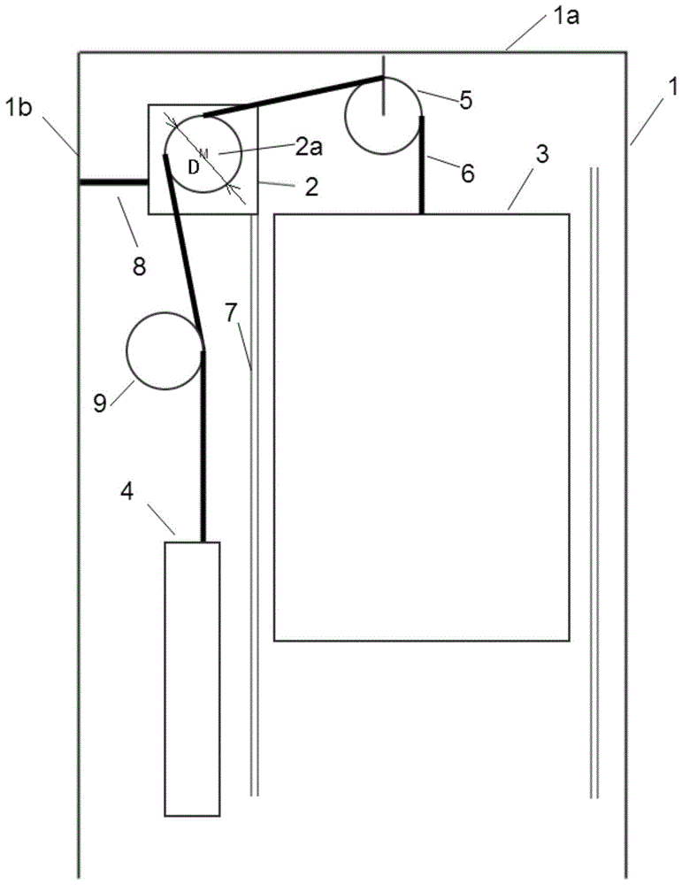 A machine room-less elevator device