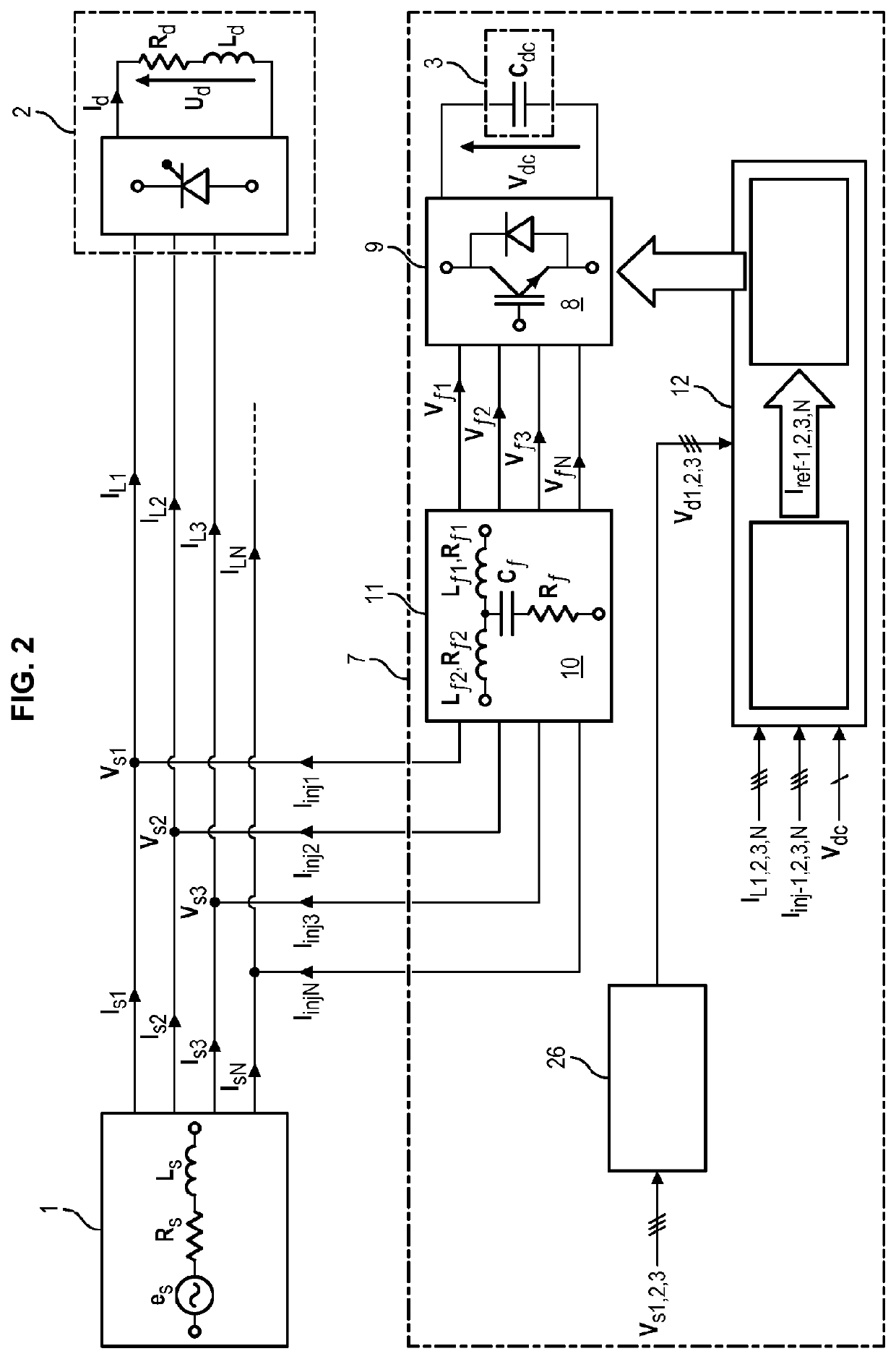 Device for active electrical compensation