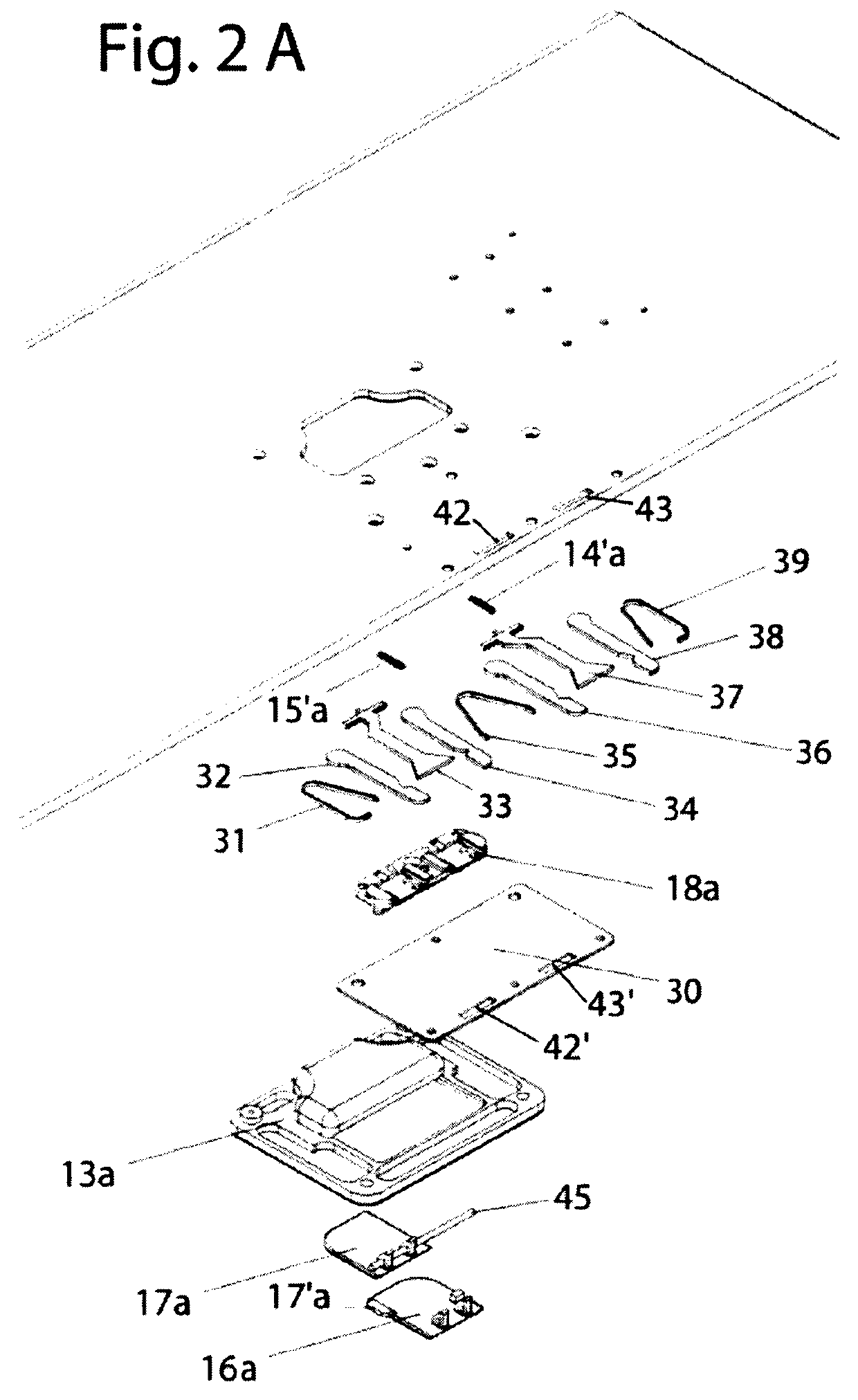 Double-latch closing system for aeronautical equipment, such as trolleys having ultralight composite panels