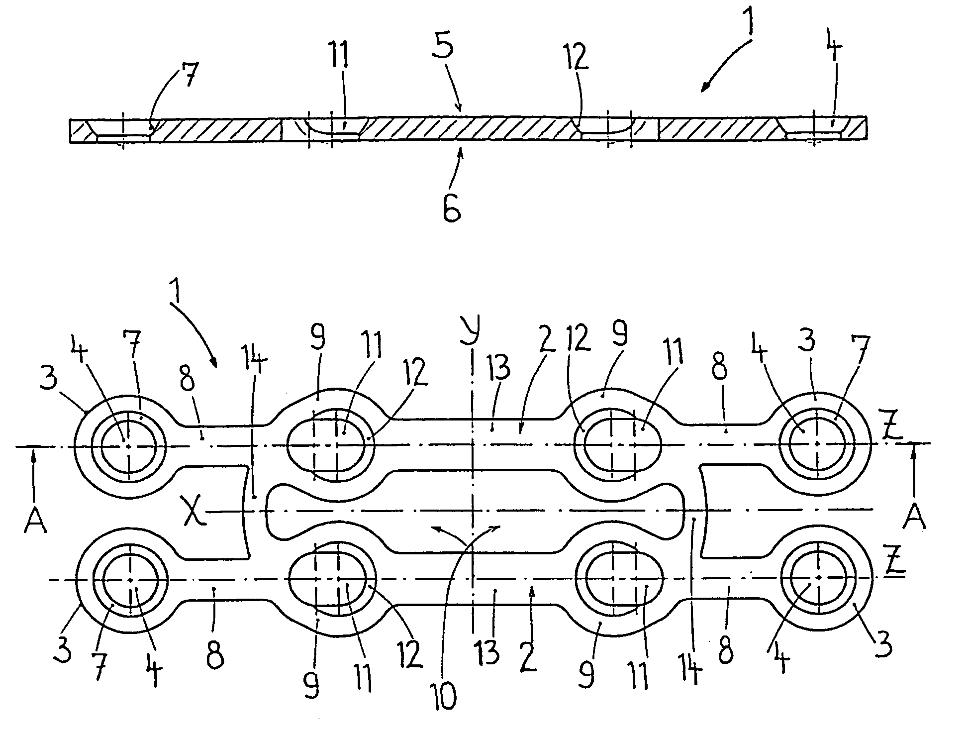 Osteosynthetic bone plate