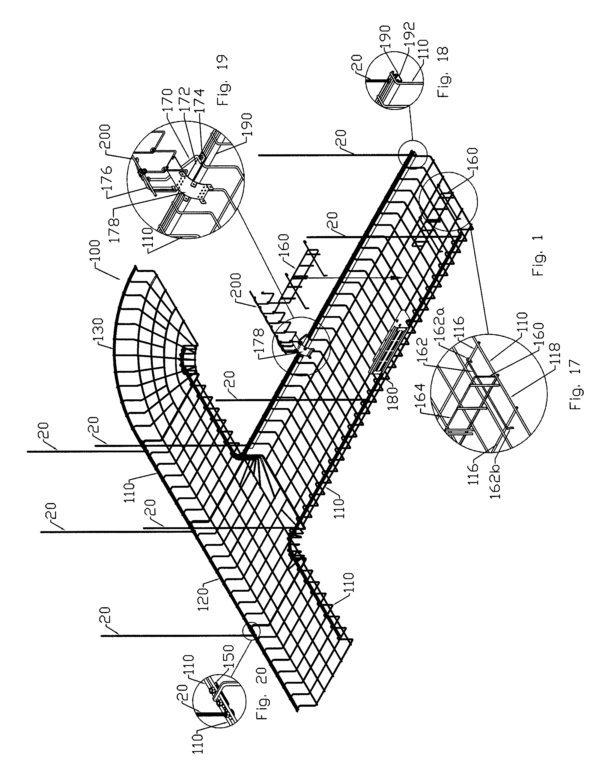 Suspended cable support system