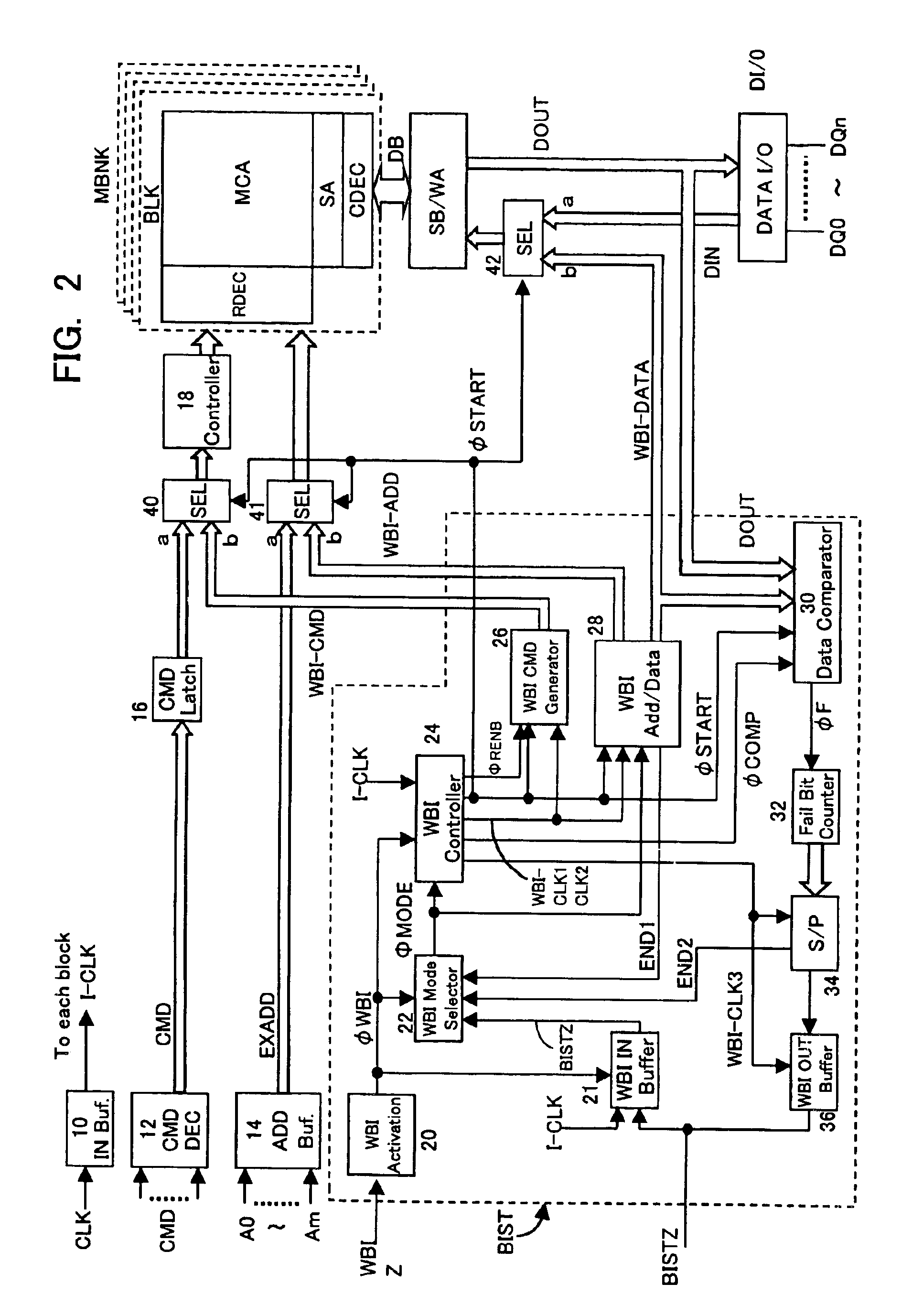 Self-test circuit and memory device incorporating it