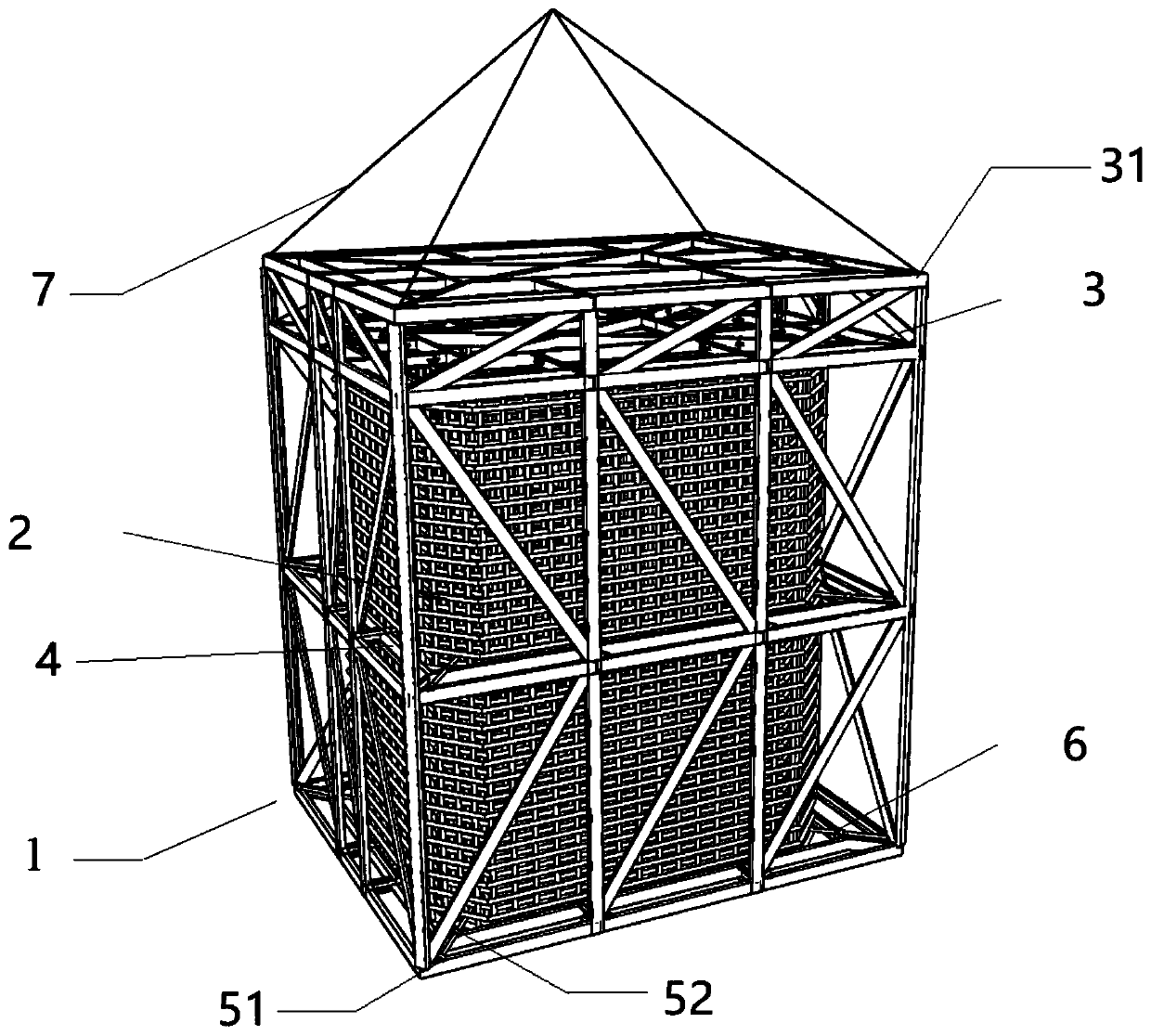 Hanger-integrated stiff skeleton integrated device and reinforcement cage lifting construction method