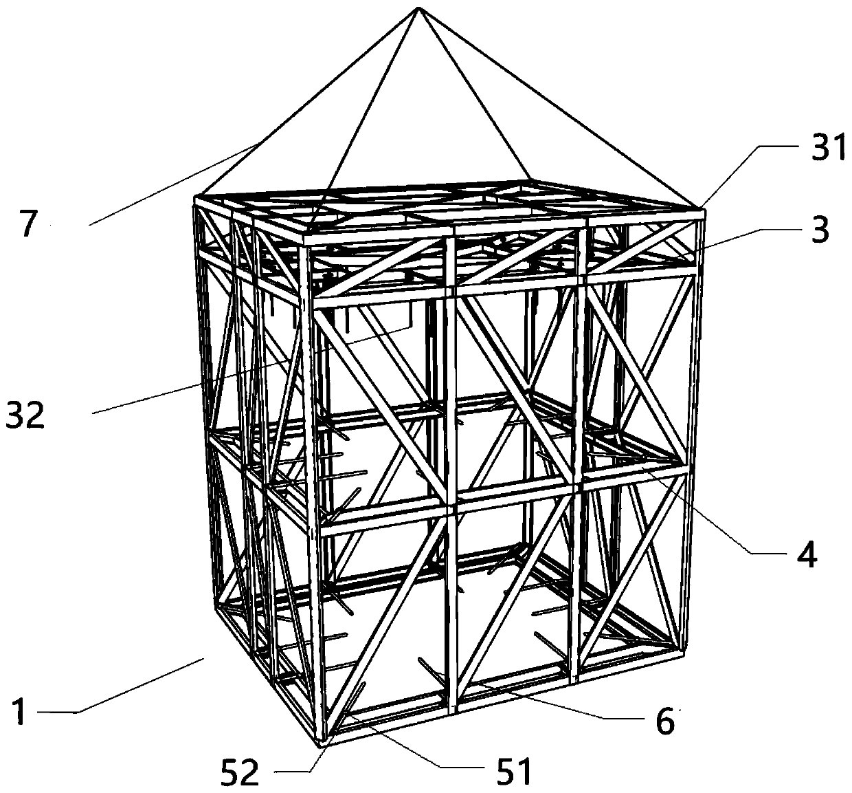 Hanger-integrated stiff skeleton integrated device and reinforcement cage lifting construction method