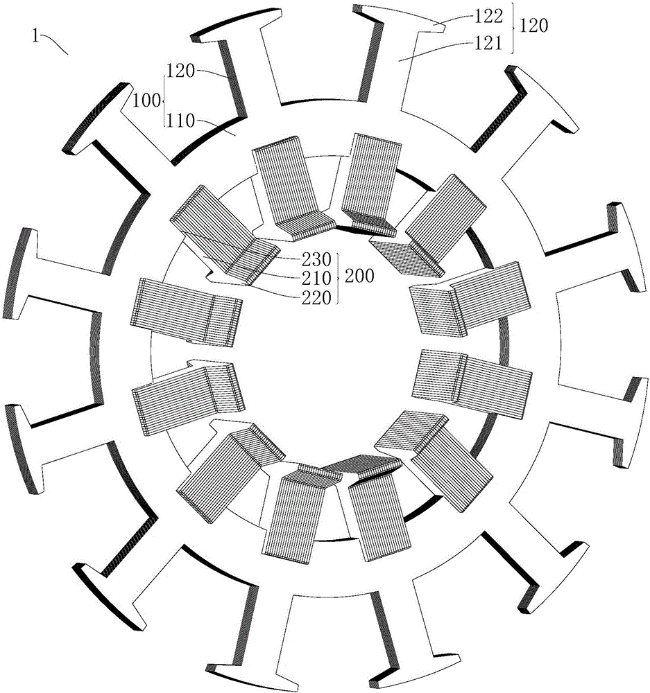 Stator core for birotor motor, stator, and birotor motor