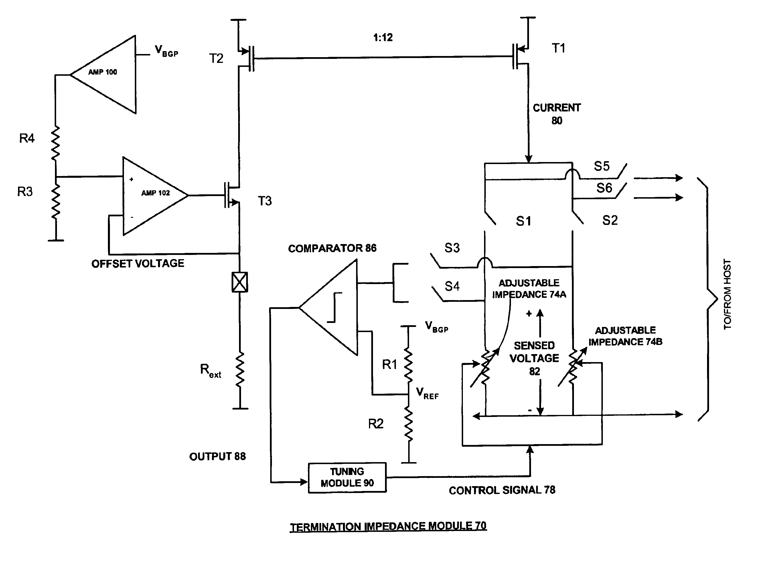 System and method to establish an adjustable on-chip impedance