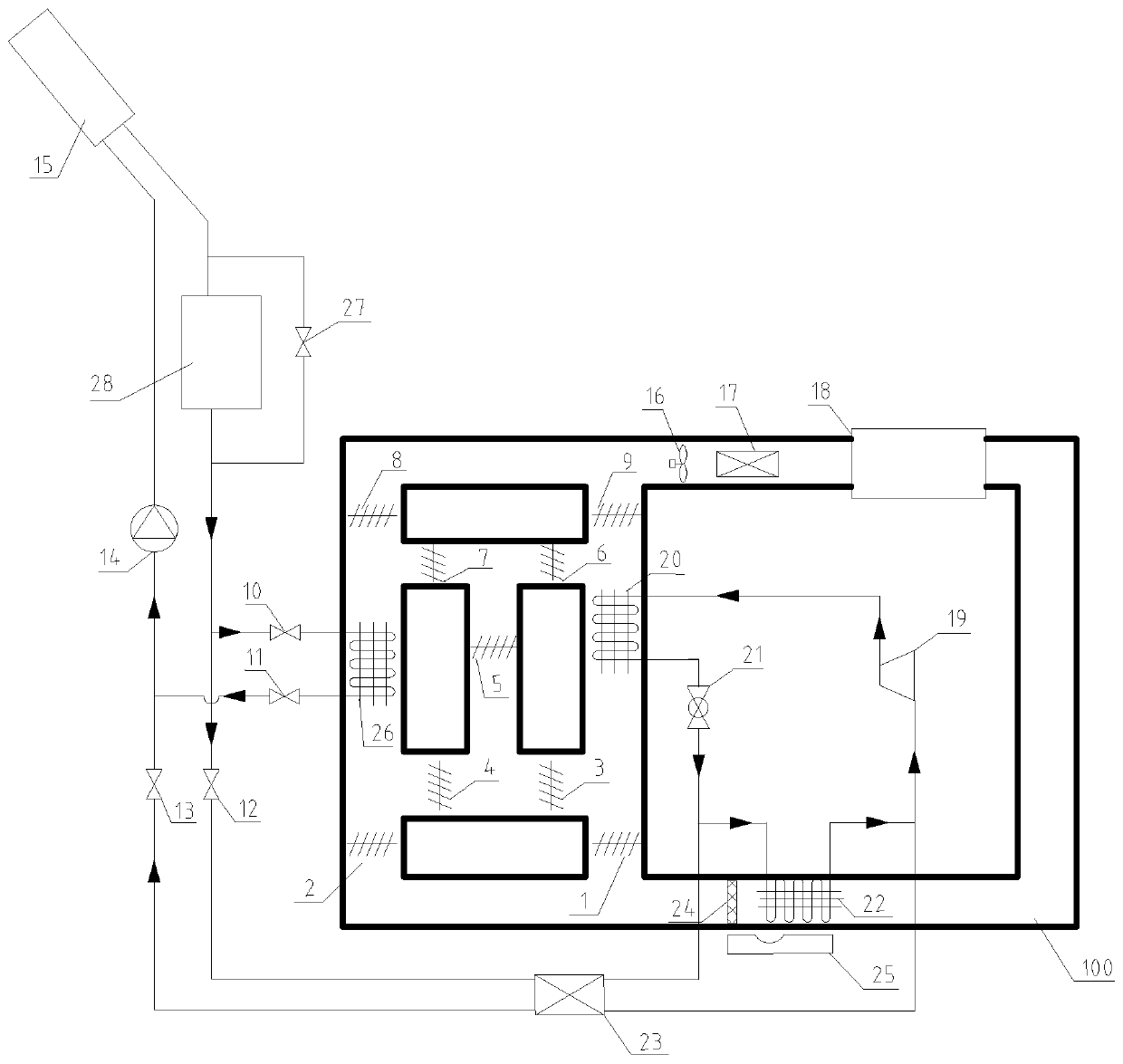 Multi-energy complementary heat pump drying device suitable for low-temperature working condition