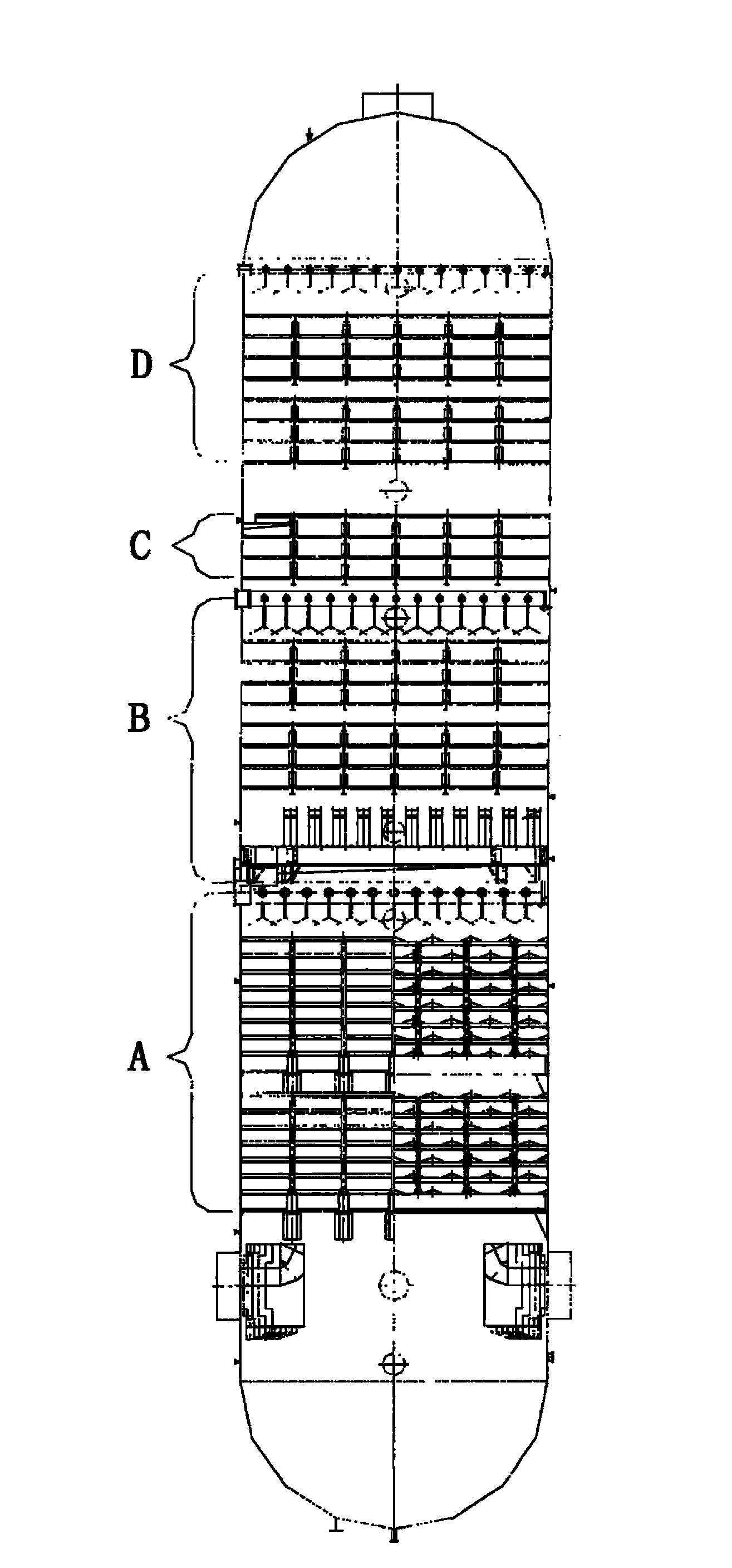 Inner sleeve plate structure for plate-type fractionating tower