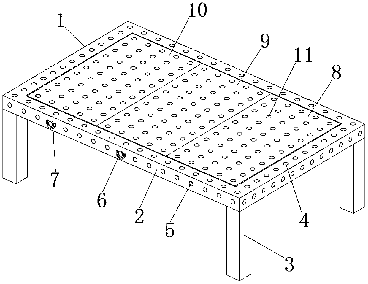 Prefabricated steel frame structure machining platform assisting in workpiece welding