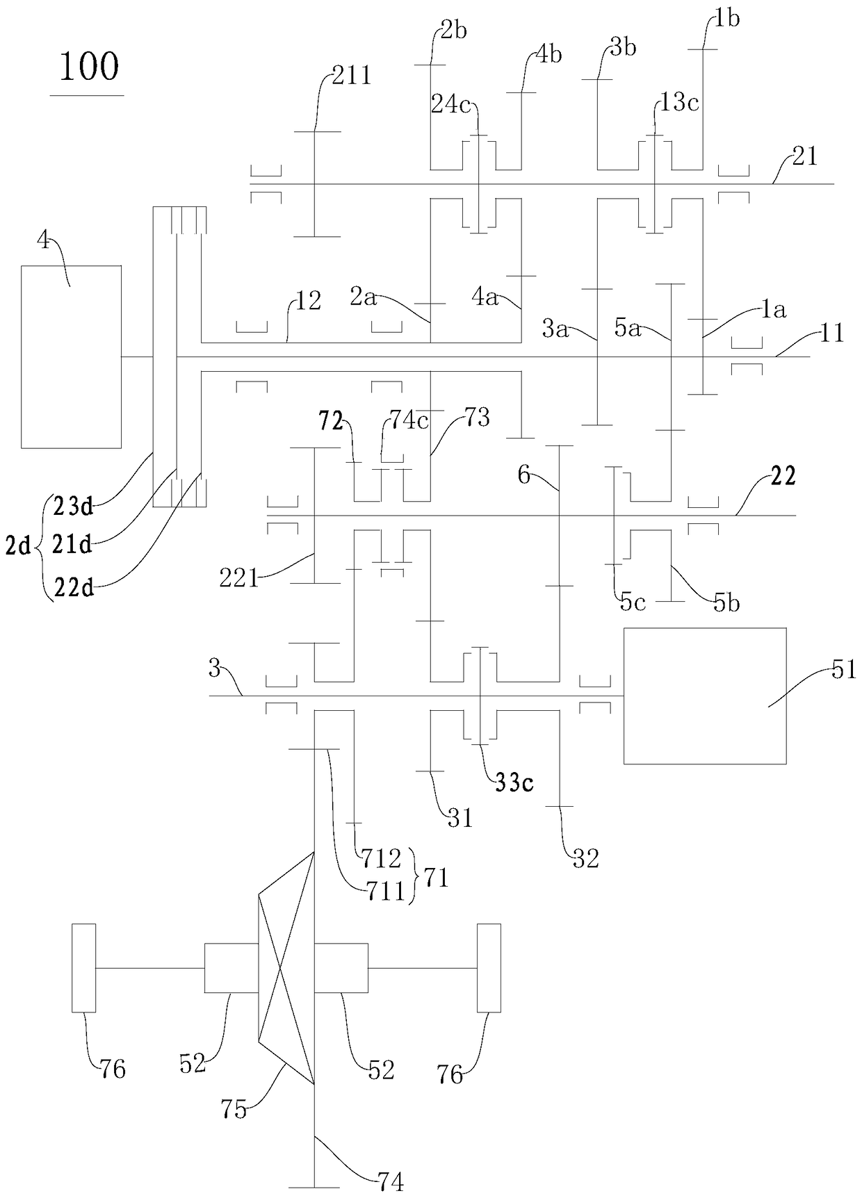 Hybrid electric vehicle and its reverse gear control method and power transmission system