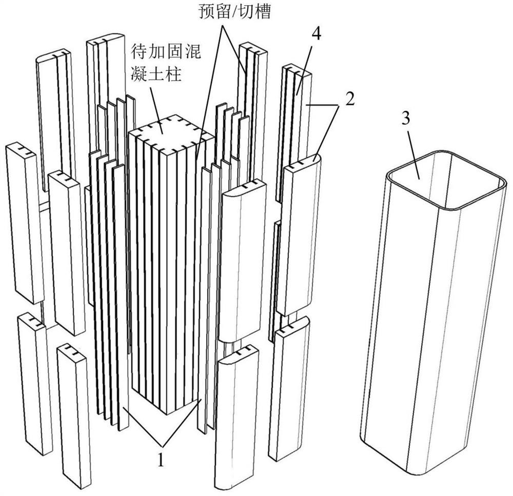 Reinforcement device and method for a prefabricated concrete column