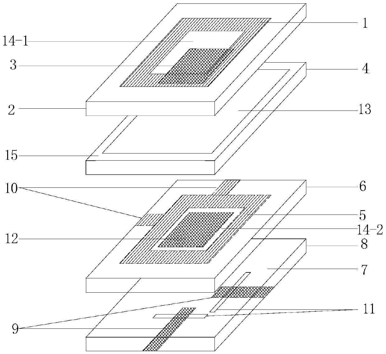 Silicon-based small-sized common-caliber dual-frequency dual-polarized broadband array antenna