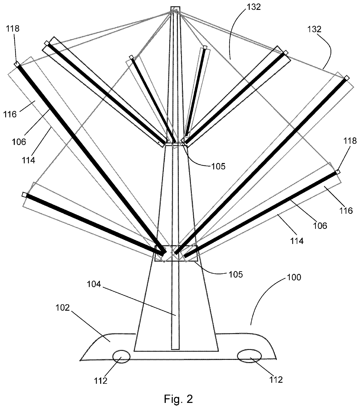 Dynamic building-integrated photovoltaics (dbipv) using solar trees and solar sails and the like