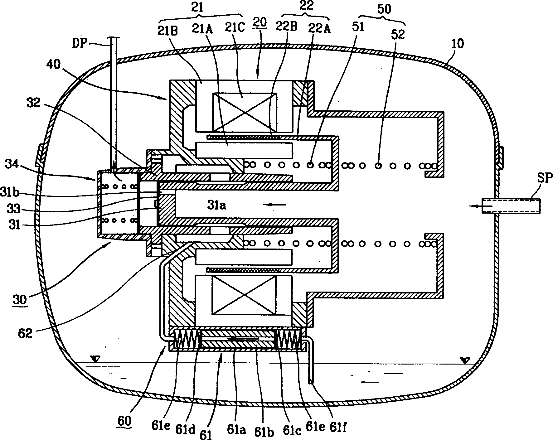 Reciprocating movement compressor