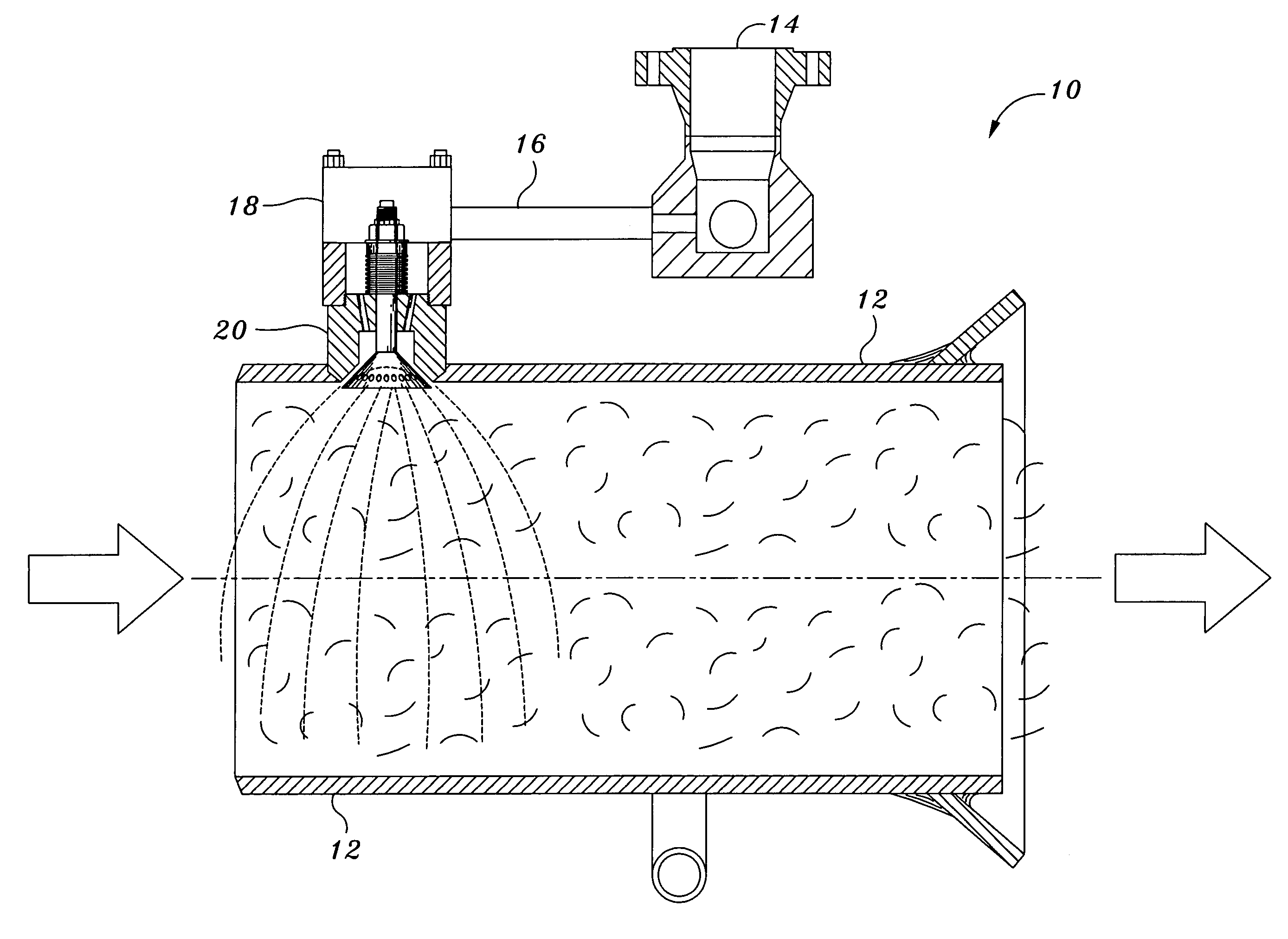 Pressure blast pre-filming spray nozzle