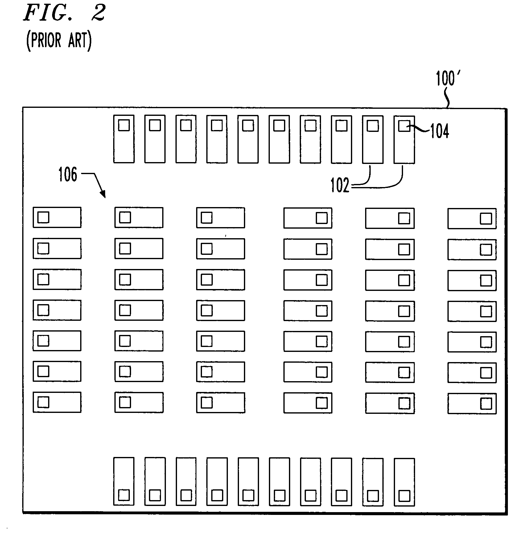 Integrated circuit with controllable test access to internal analog signal pads of an area array