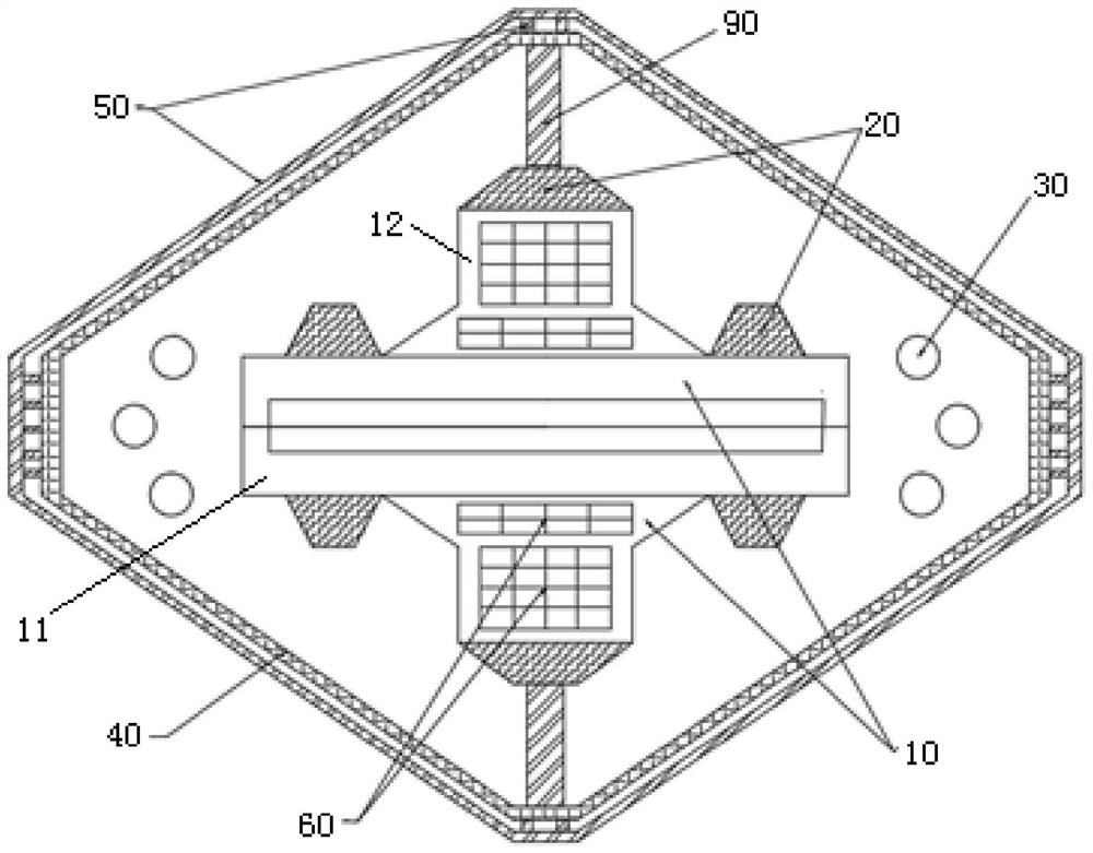 A super-large floating body on the sea using a combined power supply system